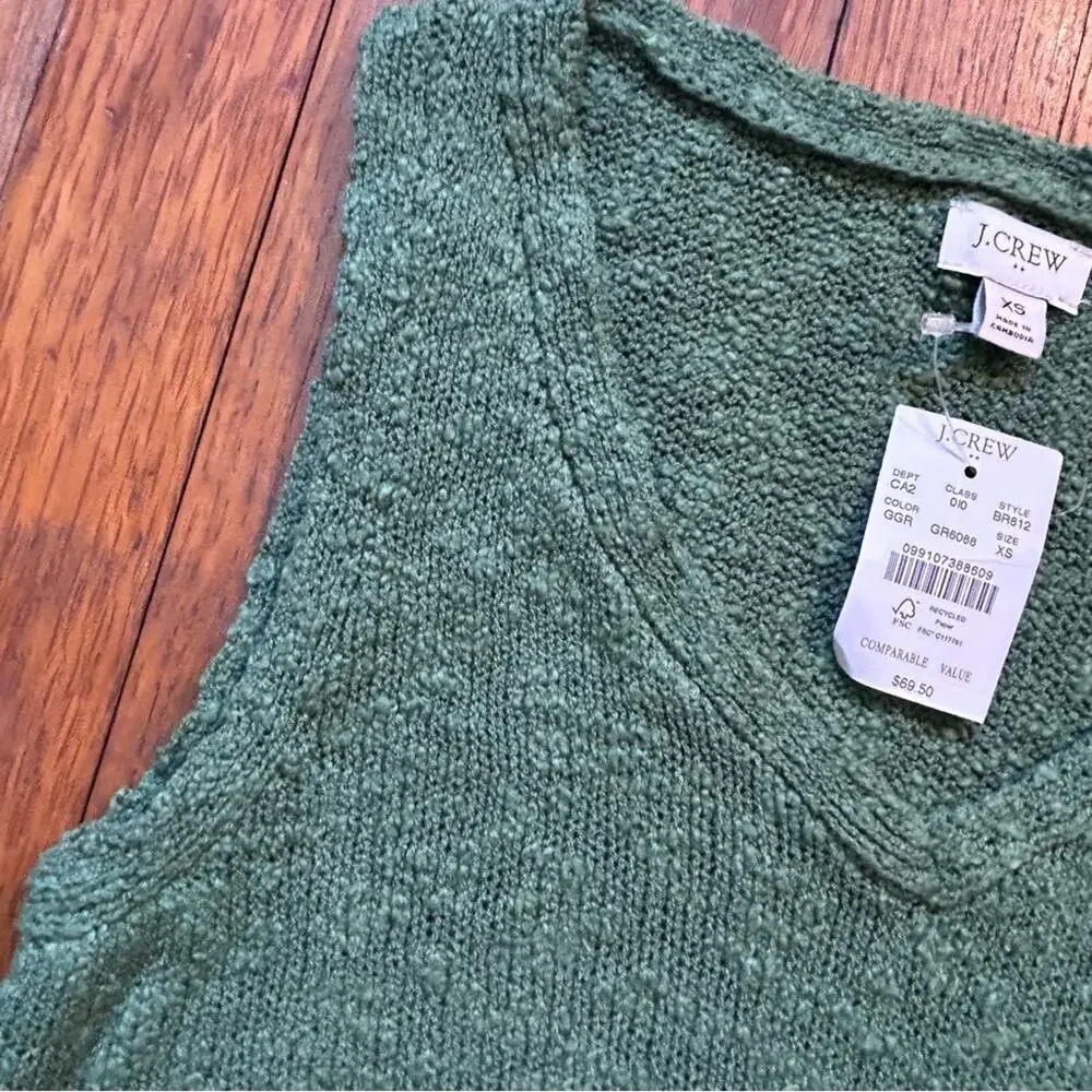J Crew | NWT Green Beach V-Neck Knit Tank Top Size XS